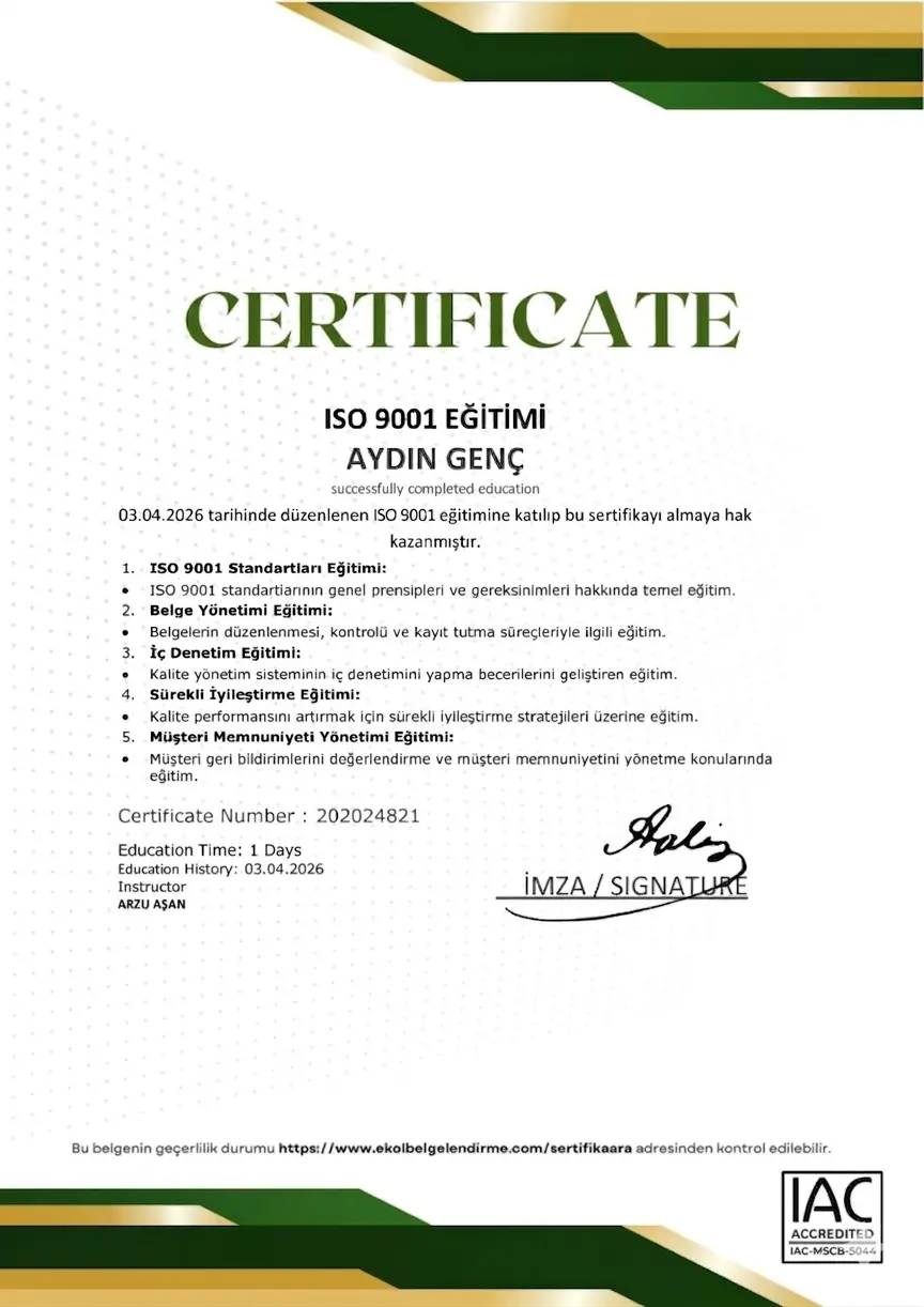 ISO 9001 Kalite Yönetim Sistemi